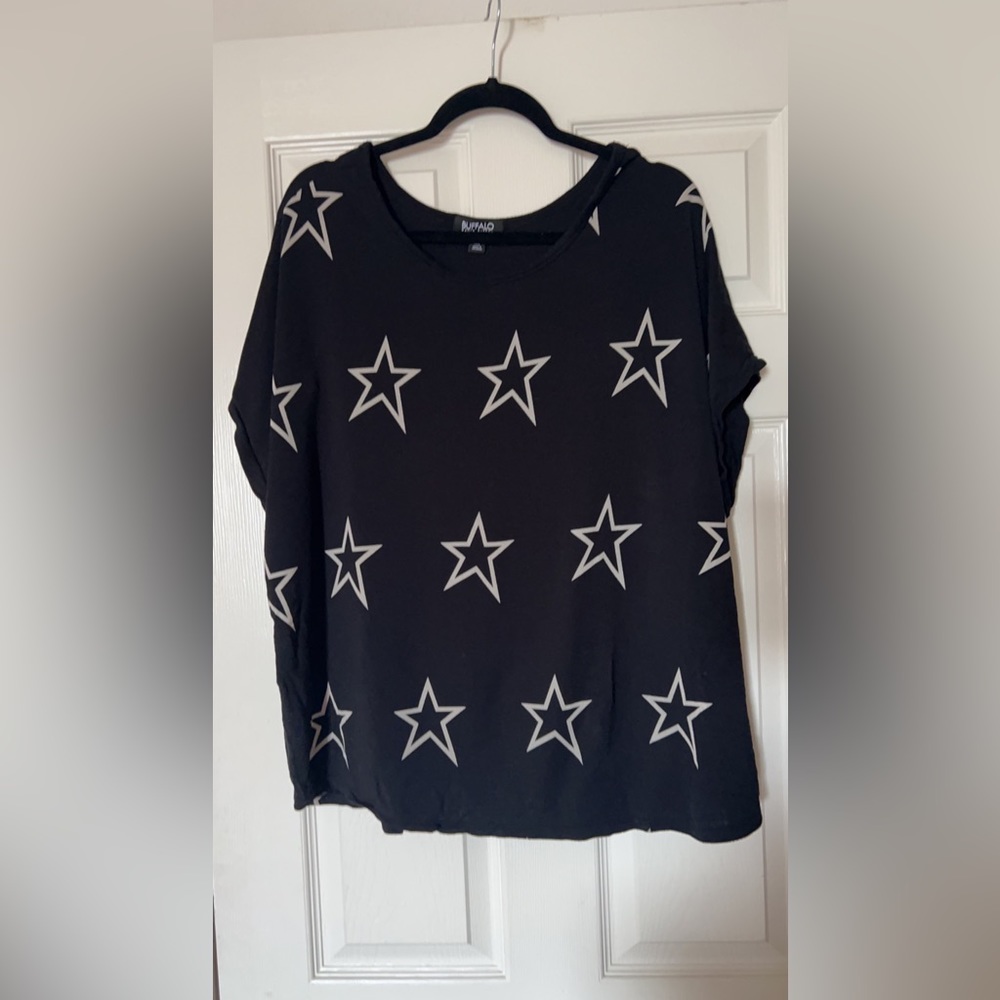 Women’s BUFFALO DAVID BiTTON Black With Stars shirt Size XXL  2XL
